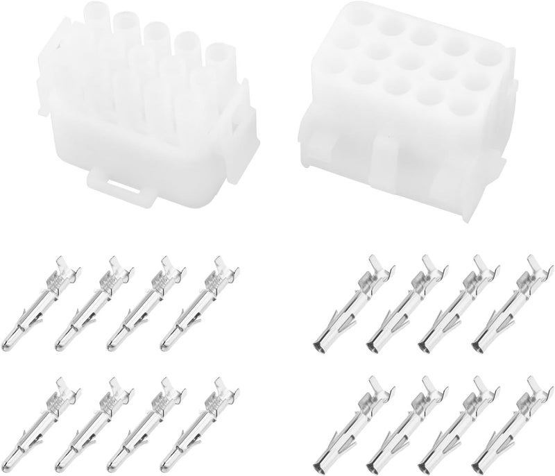 ECSiNG 2 Set Automotive Cable Connector 15 Pin Connector Plastic Male Female Connector Metal Male Female Terminal for Different Automotive Cable Connection 14-20 AWG Wire - Image 1